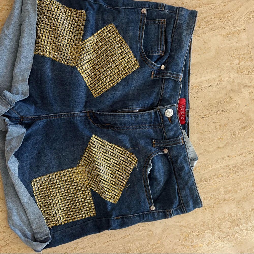 Guess Sequin Patchwork High Waisted Shorts - image 1